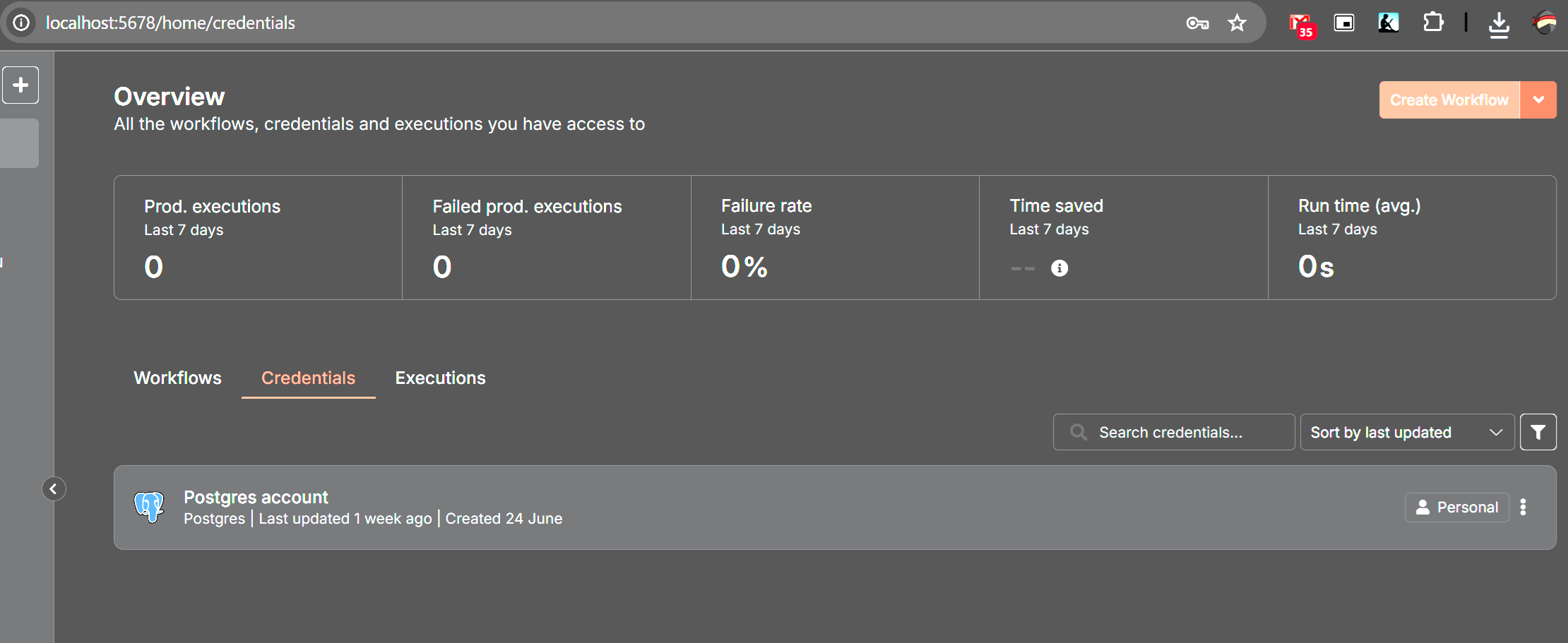 n8n add PostgreSQL credentials