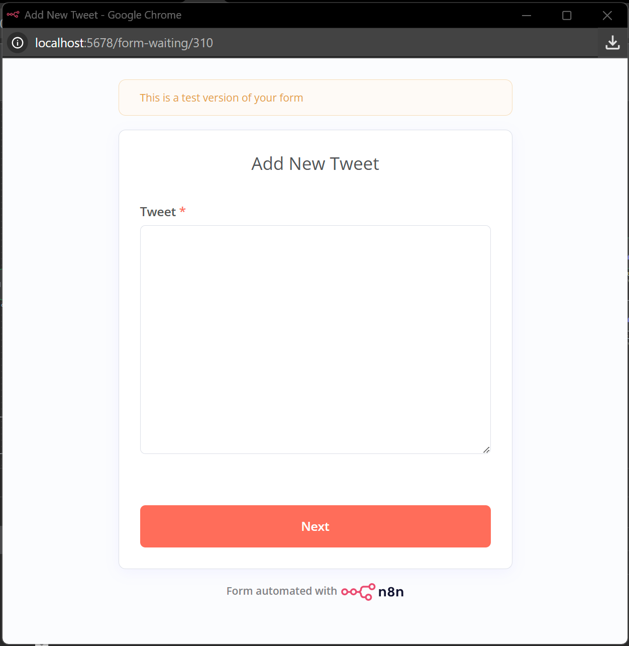 Tweet Form in browser